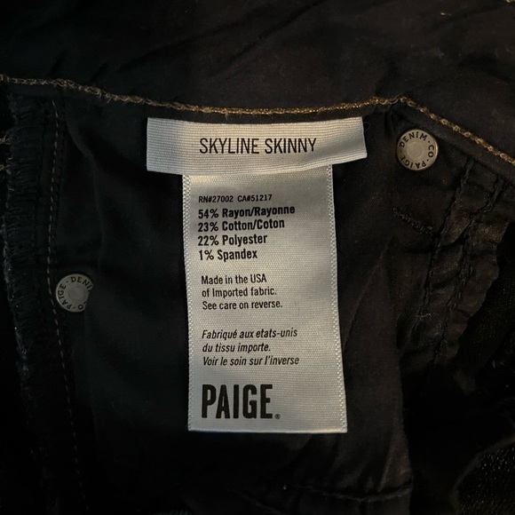 Paige Skyline Skinny Jeans Low Rise Cropped 26 Dark Denim Stretch - Picture 6 of 6